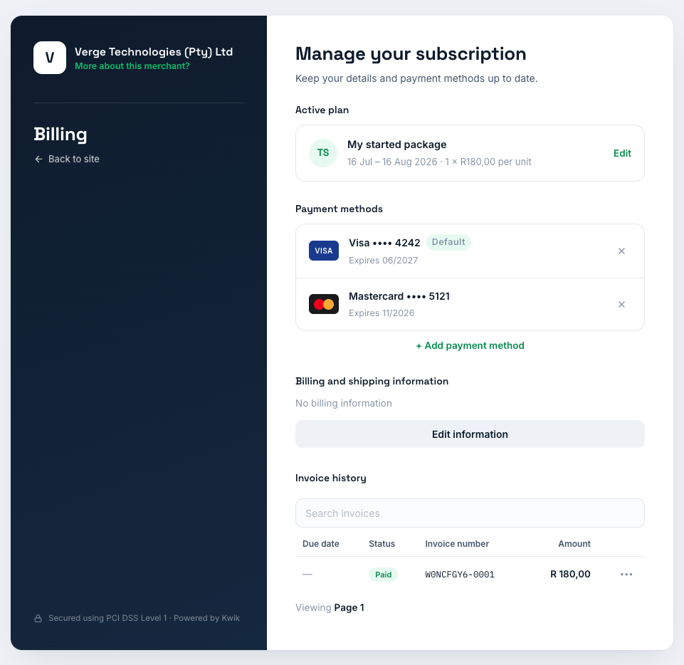 Customer portal link